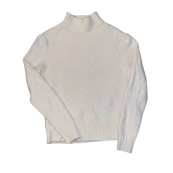 J. Crew Point Sur Supersoft Yarn Mock Neck Knit Sweater Neutral Cream - Picture 5 of 7